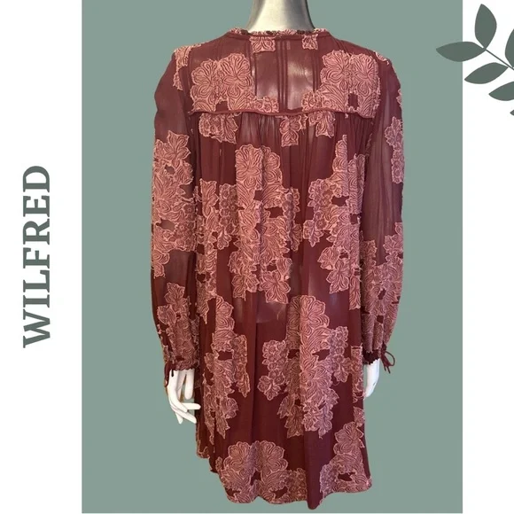 Wilfred Lace Overlay Mini Dress Silk Trim Romantic Burgundy Small - Picture 7 of 14